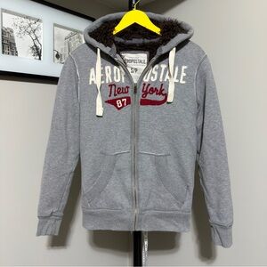 Aeropostale zip up hoodie with fur lining insulated size small